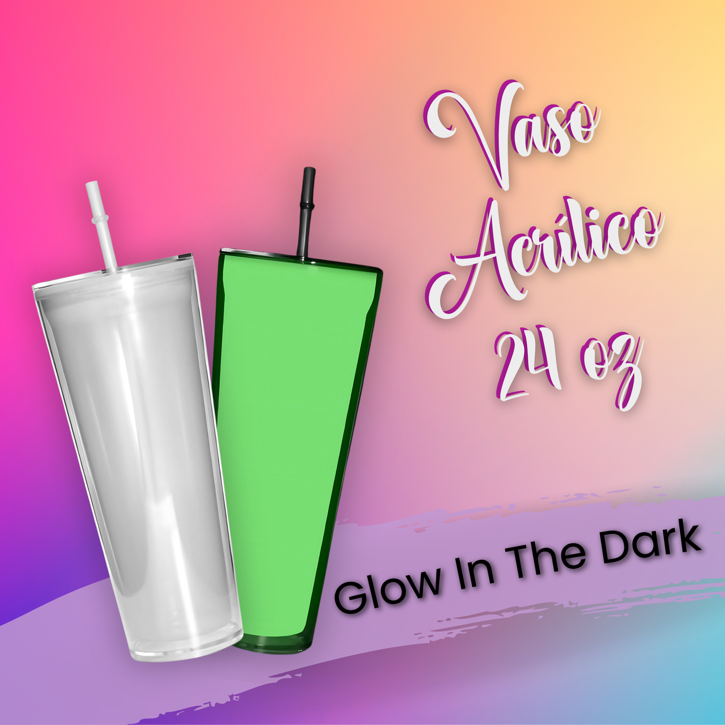 Acrylic Snow Globe Tumbler 24 oz Glow in the Dark