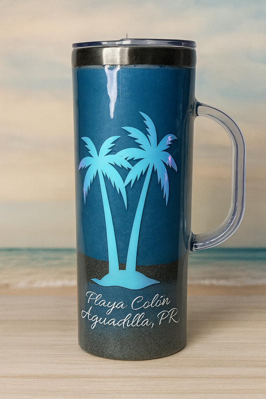 🌊✨ Stainless Steel Snow Globe 20 oz Playa y Arena