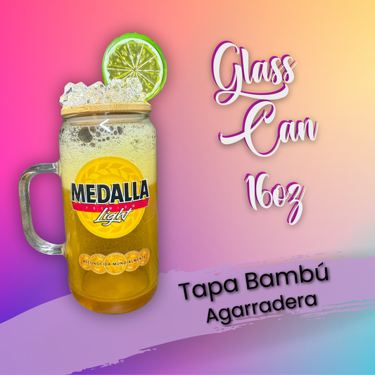 Glass Can Snow Globe 16 oz (agarradera)