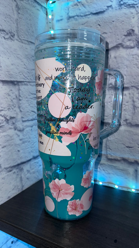 🌸 Vaso Motivacional “Leader” – 40 oz