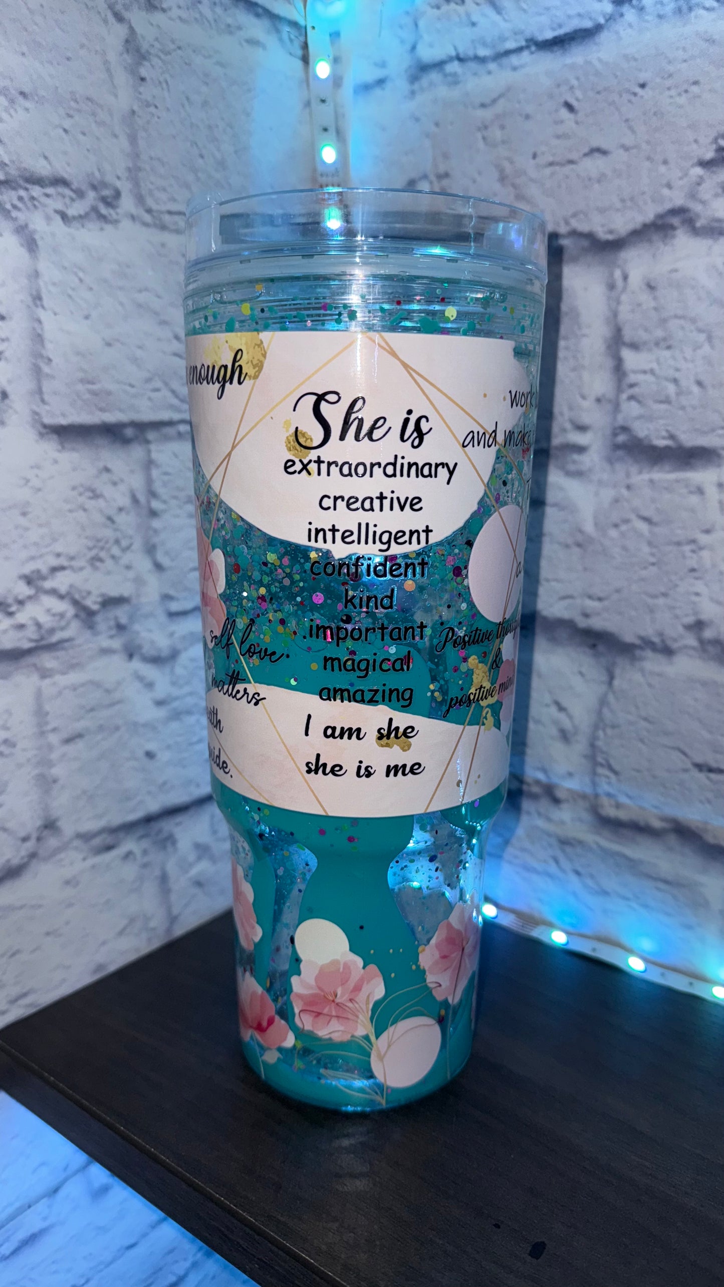 🌸 Vaso Motivacional “Leader” – 40 oz