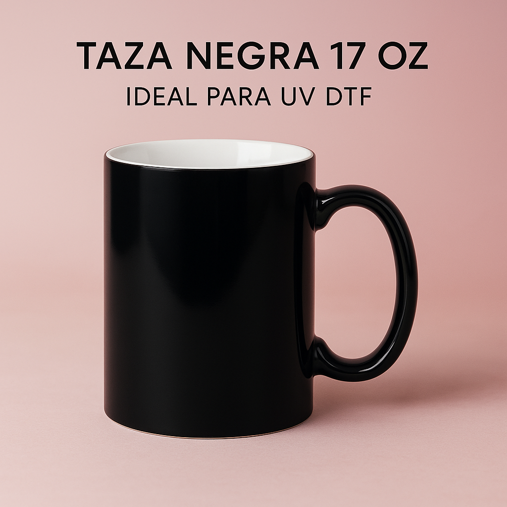 Taza Negra 17 oz – Ideal para UV DTF