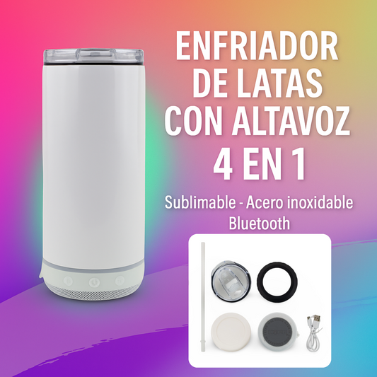 Enfriador de Latas con Altavoz — Sublimable 4 en 1